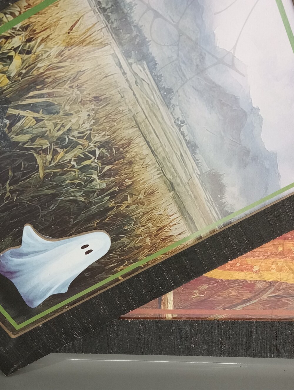 2 Beautiful Framed Ghost Illustration Wall Art - White